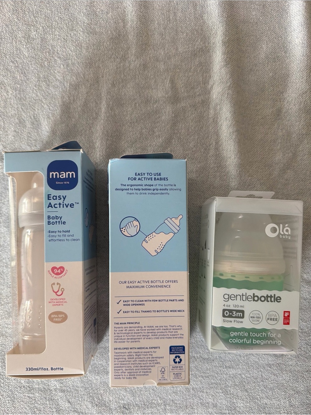 MAM Easy Active Baby Bottle - Clear with Light Blue Box